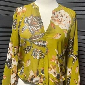 7AVENUE New York & CompanyvFloral Olive Blouse